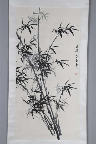 An Ink Bamboo Painting by Dong Shouping.