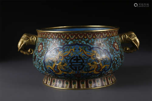 A Cloisonne Enameled Copper Censer.