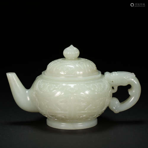 HETIAN WHITE JADE POT, QING DYNASTY