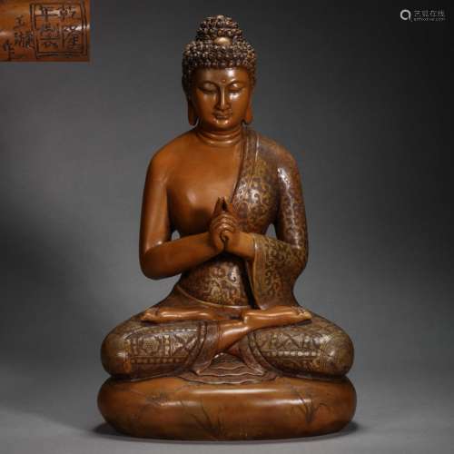 CHINESE SHOUSHAN STONE BUDDHA STATUE, QING DYNASTY