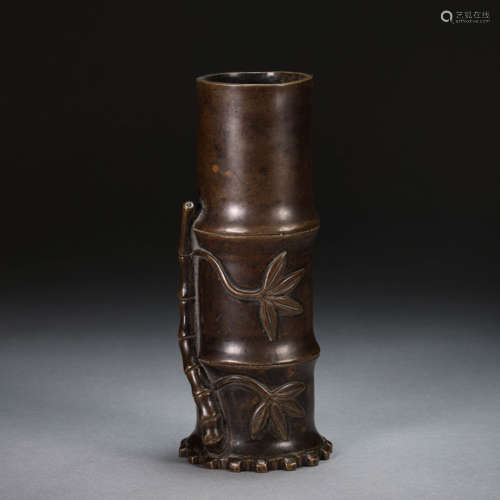 CHINESE COPPER INCENSE CYLINDER, QING DYNASTY