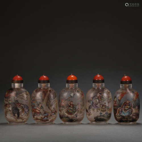 A SET OF CHINESE CRYSTAL INSIDE PAINTED SNUFF BOTTLES, QING ...