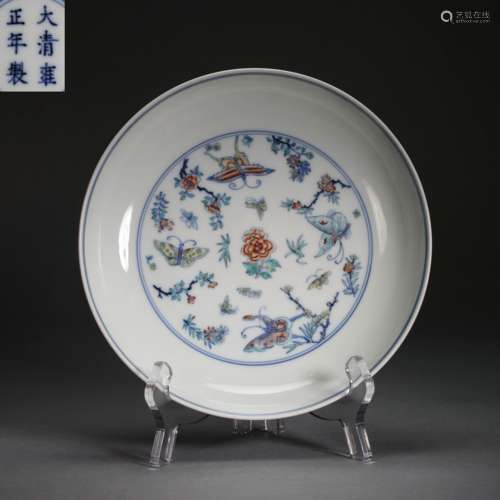 CHINESE COLORFUL PORCELAIN PLATE, QING DYNASTY,  YONGZHENG Y...