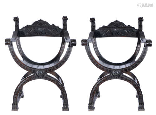 Pair Of Hard Wood Chairs, China