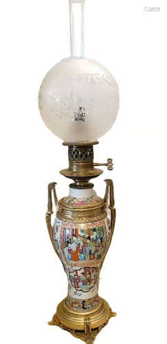 19Th Century Guangcai Porcelain Lamp