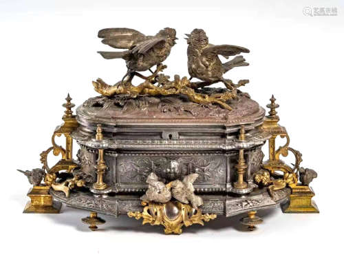 19Th Century Silver Gold Gilded Jewelry Box