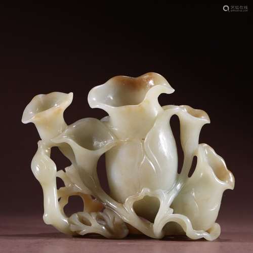 Hetian Jade Flower Vessel
, China