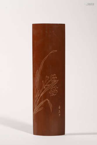 Carved Bamboo Orchid Arm Rest