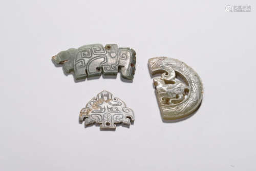 Three Carved Jade Ornaments