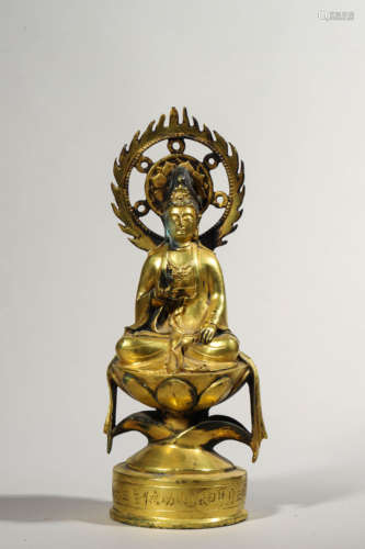 Gilt Bronze Figure of Seated Avalokitesvara