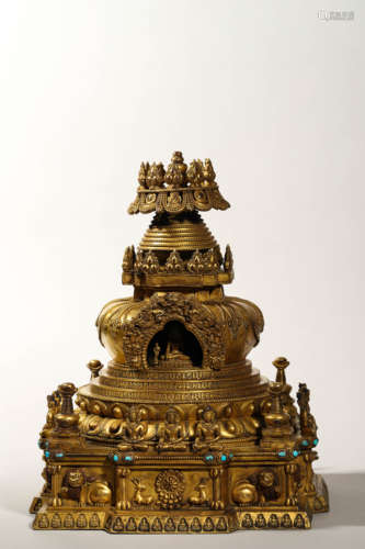 Gilt Bronze Buddhist Pagoda