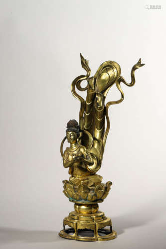 Gilt Bronze Figure of Apsaras