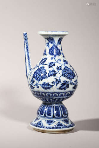 Blue and White Floral Ewer