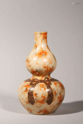 Faux-Bois Wrapped Double-Gourd-Shape Vase