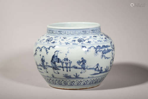 Blue and White Figure Jar