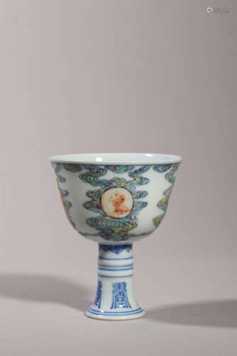 Doucai Glaze Stem Cup