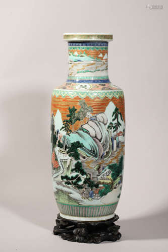 Wucai Glaze Rouleau Vase