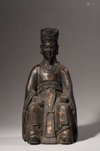 Gilt-Lacuqwer Bronze Figure of An official