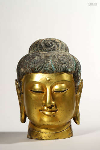 Gilt Bronze Buddha Head
