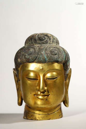 Gilt Bronze Buddha Head