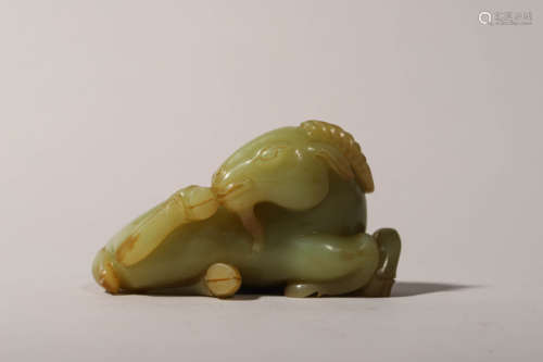 Carved Yellow Jade Ram