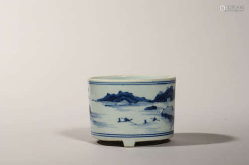 Blue and White Landscape Censer