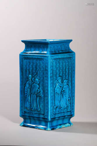 Altar Blue Glaze Figure Square Vase
