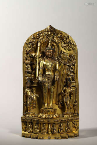 Gilt Bronze Figure of Buddha with Halo