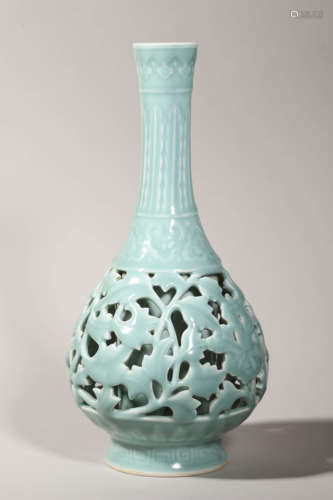 Openwork Longquan Kiln Floral Bottle Vase