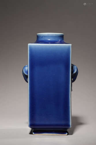 Altar Blue Glaze Cong-Form Vase