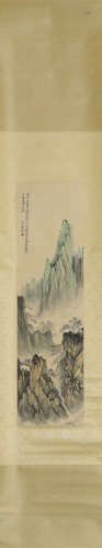 Chinese Landscape Painting Scroll, He Tianjin Mark