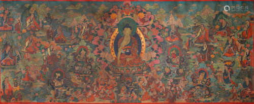 Thangka of Shayamuni and Eighteen Arhats