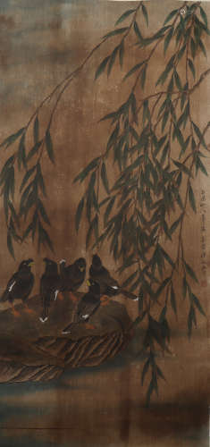 A Wang chengpei's flowers and birds painting(without frame)
