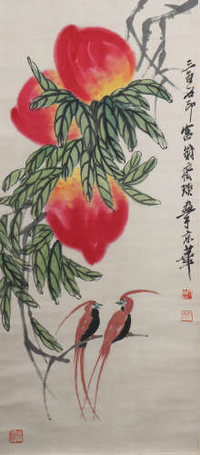 A Qi baishi's peach painting