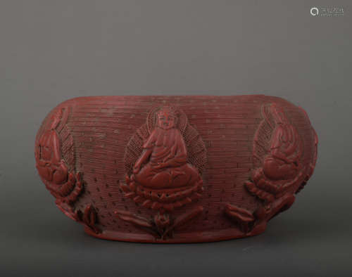 A carved lacquerware box