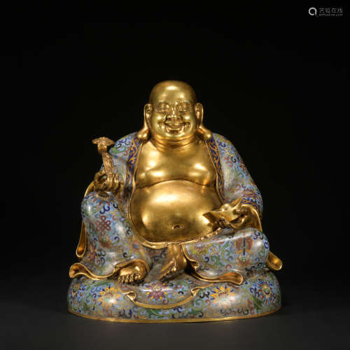 A Cloisonne enamel Maitreya Buddha
