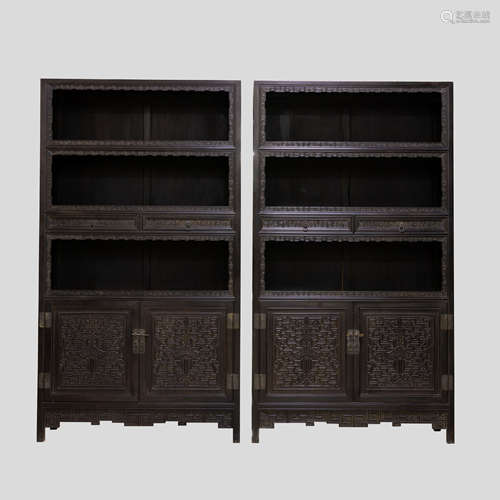 A PAIR OF CHINESE QING DYNASTY SANDALWOOD CABINETS