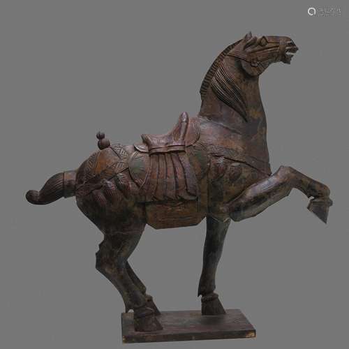 CHINESE WOODEN HORSE, QING DYNASTY