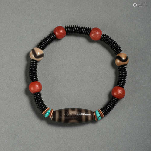 CHINESE TANG DYNASTY TIBETAN DZI BEADS HAND STRING