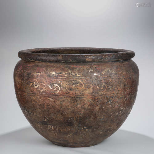 BRONZE INLAID SILVER VAT FROM THE WARRING STATES PERIOD OF C...