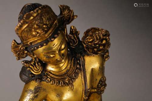 CHINESE GILT BRONZE DALI BUDDHA SITTING STATUE