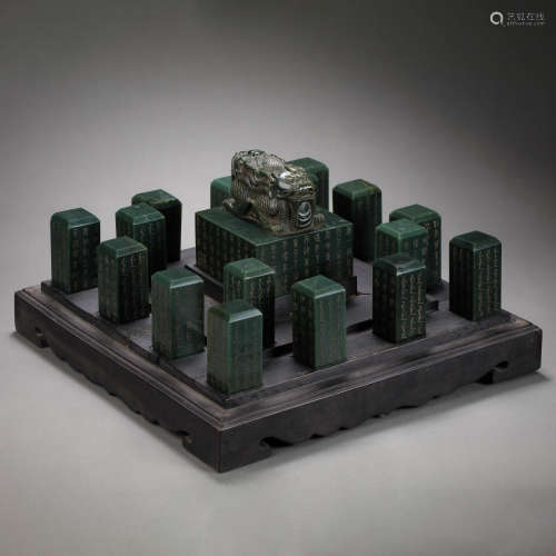 A SET OF CHINESE JADE SEALS FROM THE QING DYNASTY