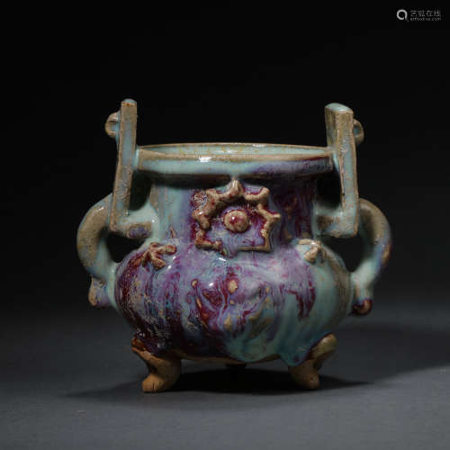 JUN WARE RED TWO EARS FURNACE, NORTHERN SONG DYNASTY, CHINA