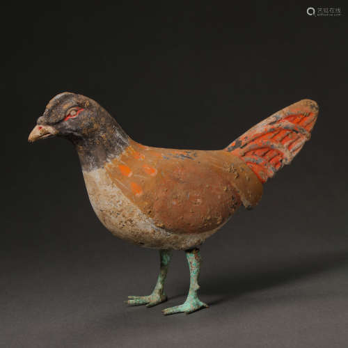 CHINESE HAN DYNASTY PAINTED POTTERY CHOOK