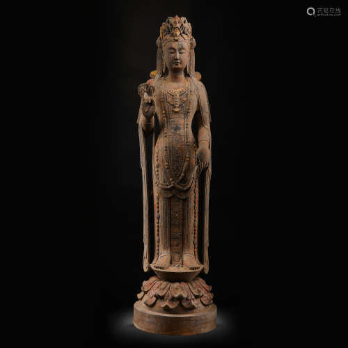 CHINESE STONE GUANYIN WAR STATUE, TANG DYNASTY