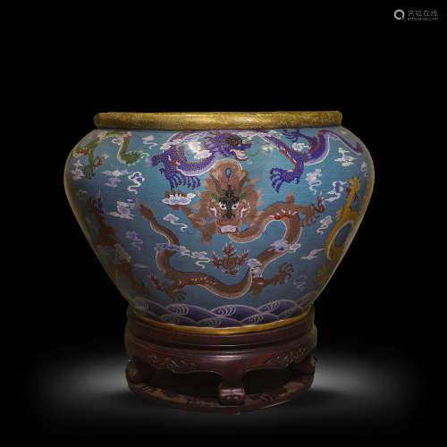 CHINESE CLOISONNE DRAGON VASE FROM THE QING DYNASTY