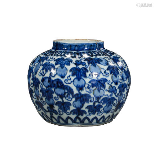 XUANDE BLUE AND WHITE PORCELAIN JAR, MING DYNASTY, CHINA, 15...