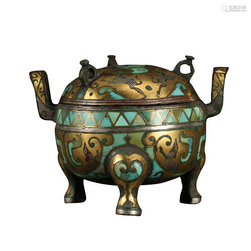 CHINESE WARRING STATES PERIOD, GOLD AND SILVER STOVE, 3RD CE...