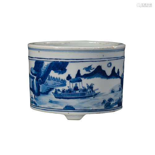 CHINESE QING DYNASTY BLUE AND WHITE STOVE