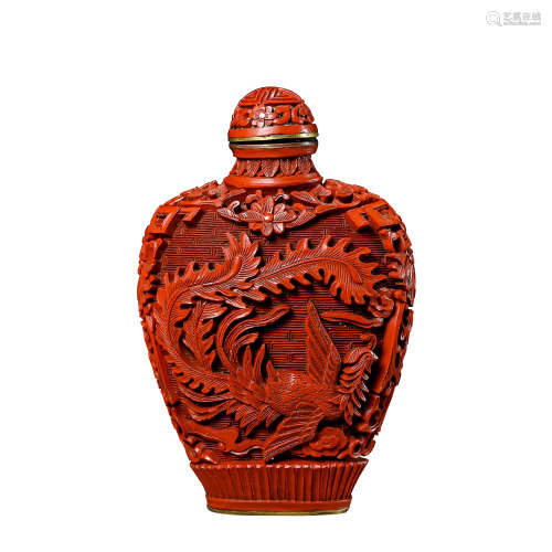 MODERN CHINESE LACQUER SNUFF BOTTLE, 19TH CENTURY